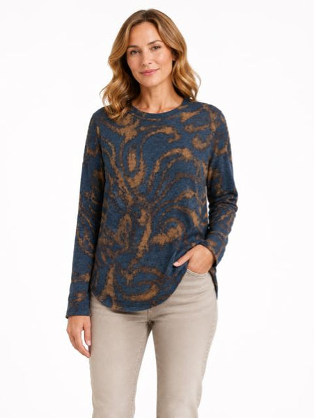 NAVY MIX ABSTRACT LONG SLEEVE SWEATER SWEATER SOYA CONCEPT 