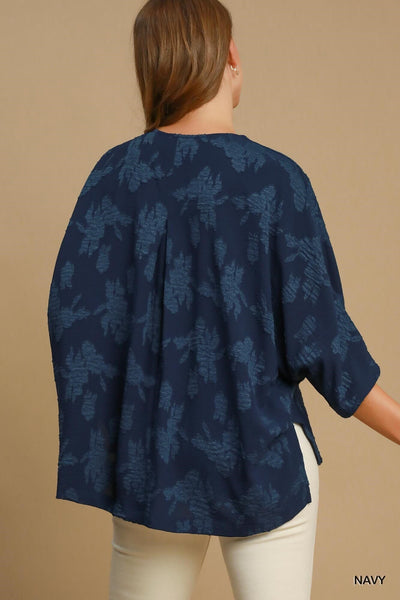 NAVY OVERSIZED TEXTURED TOP Top FashionWear Collection 