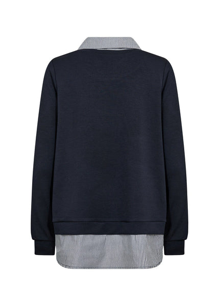 NAVY STRIPE COLLAR FOOLER SWEATER Shirts & Tops SOYACONCEPT 