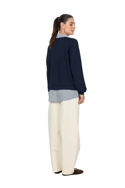 NAVY STRIPE COLLAR FOOLER SWEATER Shirts & Tops SOYACONCEPT 