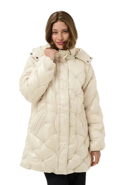 OATMEAL PUFFER COAT WITH HOOD Jacket CREAM 34 Oatmeal 