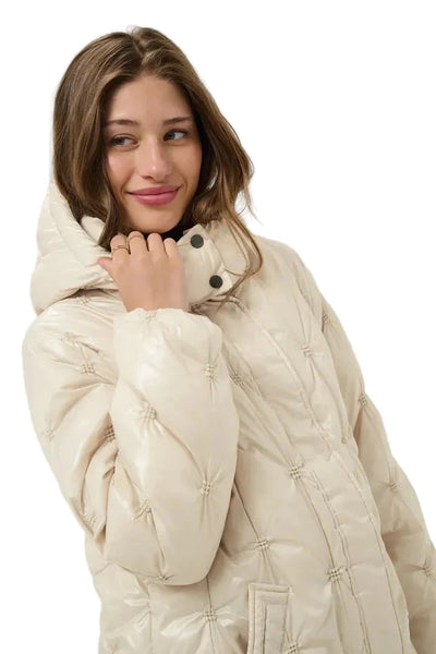 OATMEAL PUFFER COAT WITH HOOD Jacket CREAM 