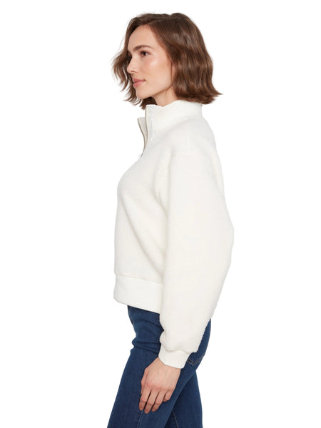 OFF WHITE LONG SLEEVE HALF ZIP FLEECE TOP SWEATER Charlie B 