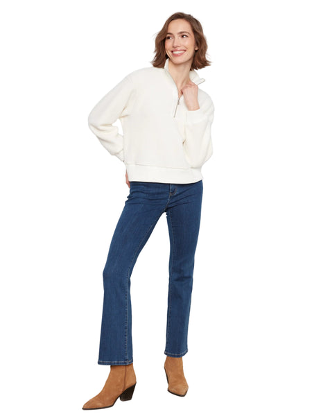 OFF WHITE LONG SLEEVE HALF ZIP FLEECE TOP SWEATER Charlie B 