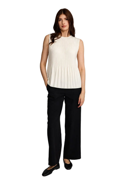 OFF WHITE PLEATED GEORGETTE FLOWY SLEEVELESS TOP Shirts & Tops Pistache 