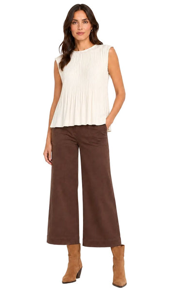 OFF WHITE PLEATED GEORGETTE FLOWY SLEEVELESS TOP Shirts & Tops Pistache 