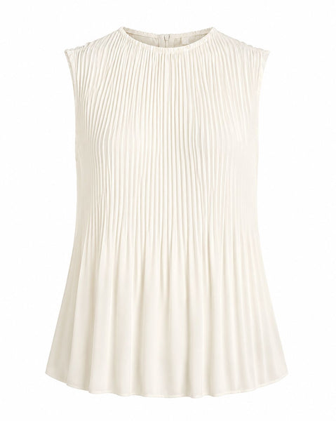 OFF WHITE PLEATED GEORGETTE FLOWY SLEEVELESS TOP Shirts & Tops Pistache S Off White 