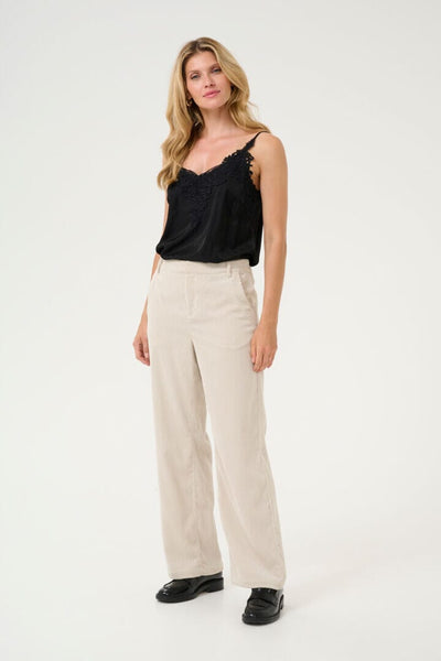 OFF WHITE STRAIGHT LEG HIGH WAIST CORDUROY PANTS Pant CREAM 