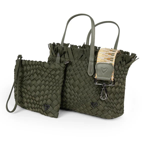 OLIVE SMALL WOVEN TOTE FRINGED TOP Handbag prenelove 
