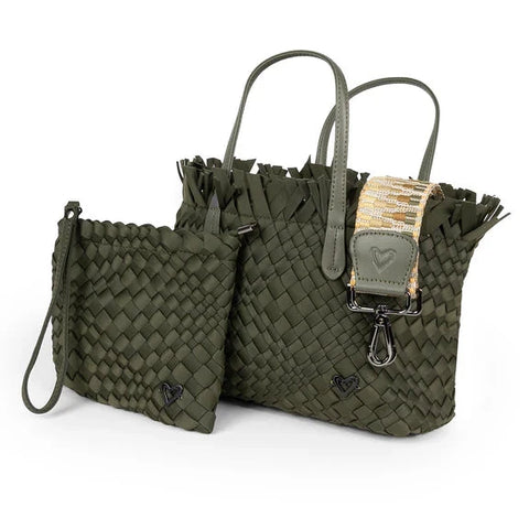 OLIVE SMALL WOVEN TOTE FRINGED TOP Handbag prenelove 