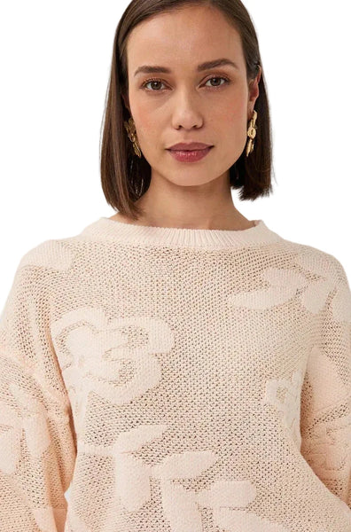 OPEN KNIT DAISY FLORAL TEXTURED KNIT TOP Shirts & Tops Esqualo 