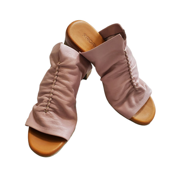 OPEN TOE CHUNKY HEEL BLUSH SLIP ON SANDAL Shoes Rosina 