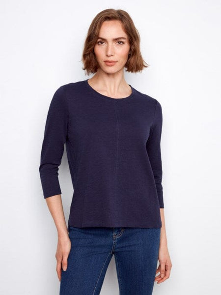 ORGANIC COTTON 3/4 SLEEVE TOPS T Shirts & Tops Charlie B S Navy 117 