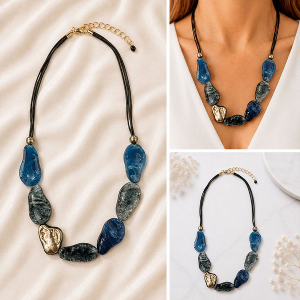 OVAL BLUE STONE NECKLACE Necklaces FashionWear Collection 