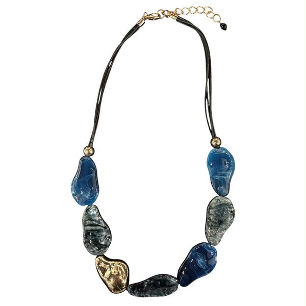 OVAL BLUE STONE NECKLACE Necklaces FashionWear Collection Blue 