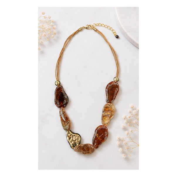 OVAL BROWN STONE NECKLACE Necklaces FashionWear Collection 