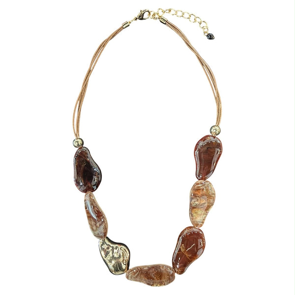 OVAL BROWN STONE NECKLACE Necklaces FashionWear Collection Brown 