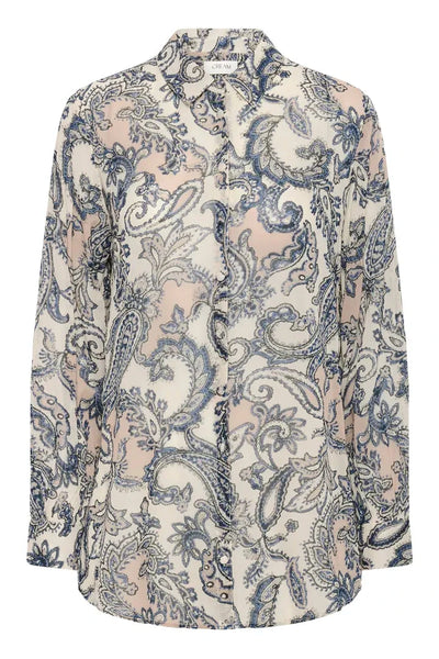 PAISLEY SHEER BUTTON DOWN SHIRT Shirts & Tops CREAM 