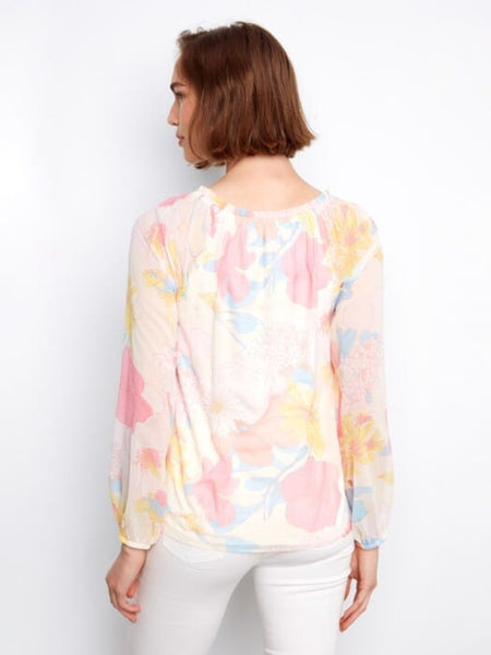 PASTEL PRINTED BALLOON SLEEVE OFF SHOULDER TOP Shirts & Tops Charlie B 