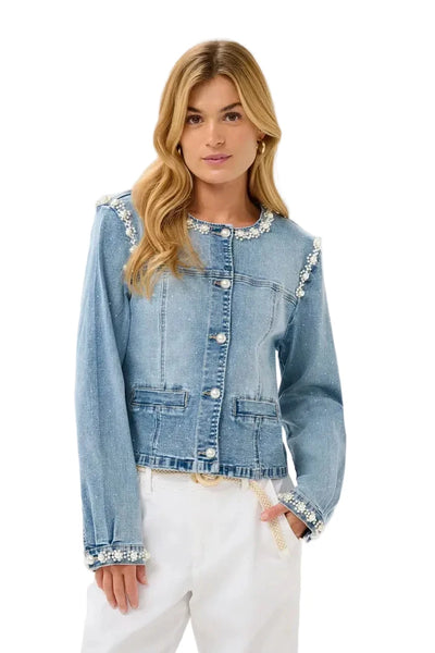 PEARL AND DENIM LONG SLEEVE JACKET Jacket CREAM 34 Denim 