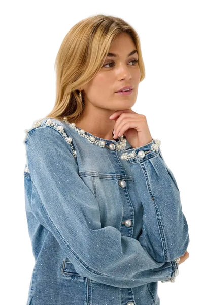 PEARL AND DENIM LONG SLEEVE JACKET Jacket CREAM 