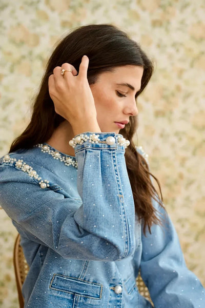 PEARL AND DENIM LONG SLEEVE JACKET Jacket CREAM 