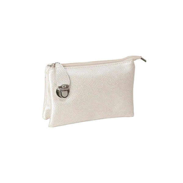 PEARL CROSSBODY BAG WITH MULTI POCKETS & REMOVABLE ADJUSTABLE STRAP Handbag FashionWear Collection OS Pearl 