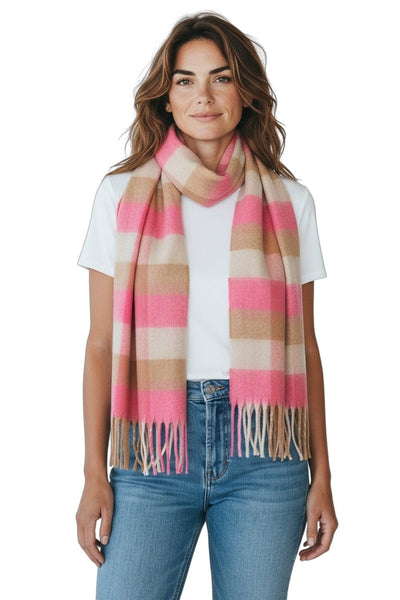 PINK AND CAMEL BLANKET SCARF Scarf Prenelove 