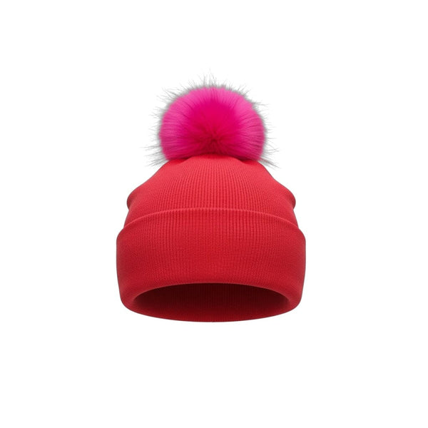 PINK BEANIE WITH REMOVABLE POM POM Prenelove 