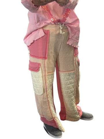 PINK CARGO QUILTED SIDE POCKET WIDE LEG PANT Pant FashionWear Collection 