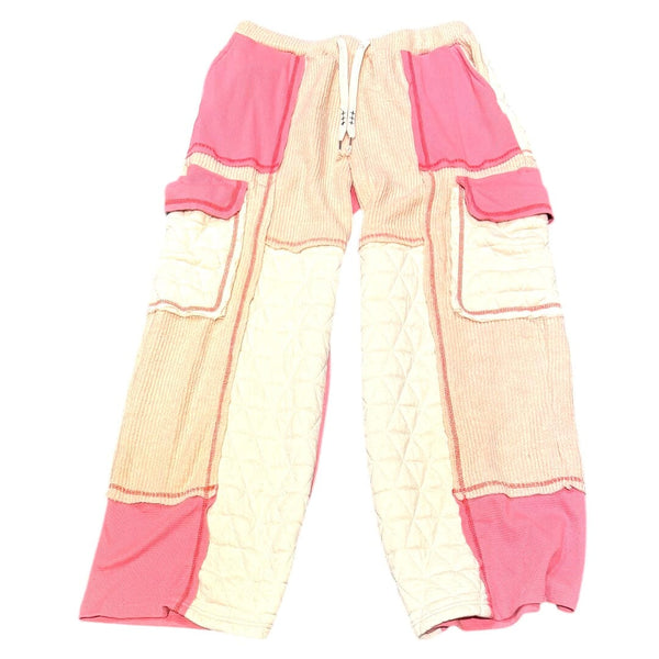 PINK CARGO QUILTED SIDE POCKET WIDE LEG PANT Pant FashionWear Collection 