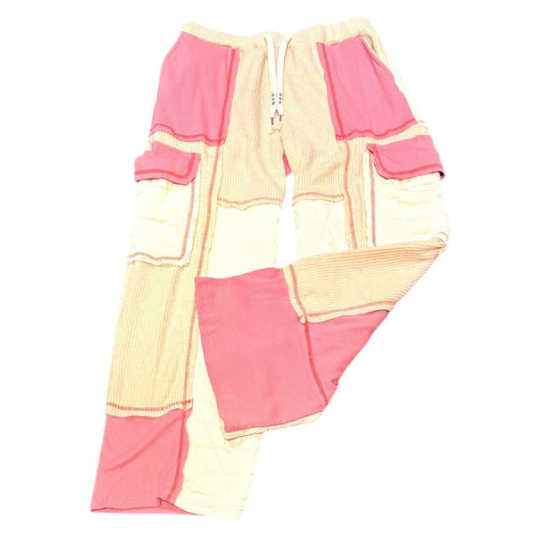 PINK CARGO QUILTED SIDE POCKET WIDE LEG PANT Pant FashionWear Collection S Pink 