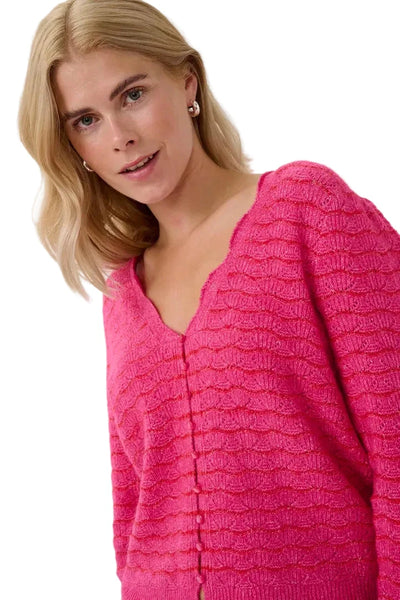 PINK CROP CARDIGAN WITH BUTTON DETAIL T Shirts & Tops CULTURE 