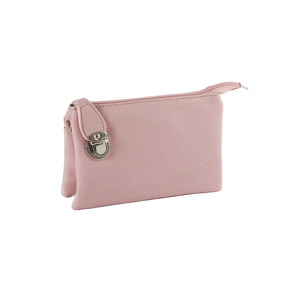 PINK CROSSBODY BAG WITH MULTI POCKETS & REMOVABLE ADJUSTABLE STRAP Handbag FashionWear Collection OS Pink 