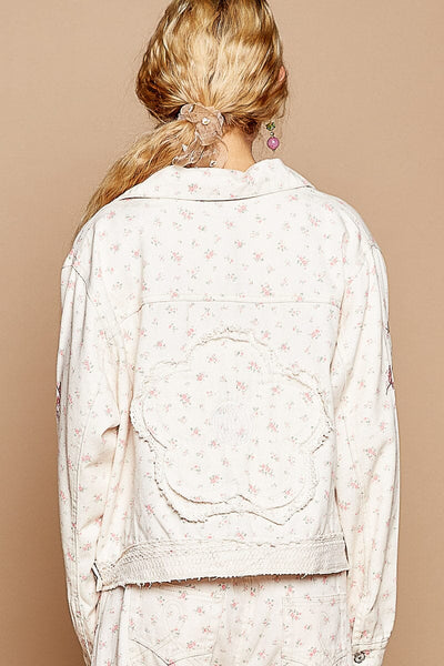 PINK EMBROIDERED DAINTY FLOWER ROSE JACKET Jacket FashionWear Collection 