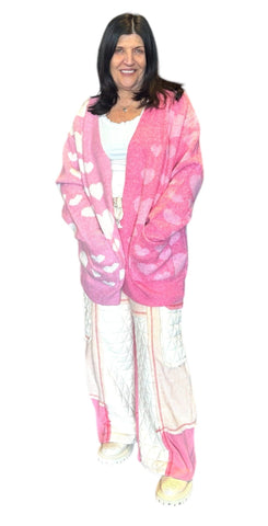 PINK HEART FRONT POCKET CARDIGAN Cardigan FashionWear Collection 