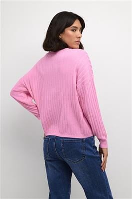 PINK LONG SLEEVE V NECK SWEATER Top Kaffe 