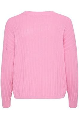 PINK LONG SLEEVE V NECK SWEATER Top Kaffe 