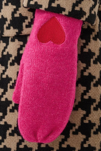 PINK MITTENS WITH RED HEART CULTURE 
