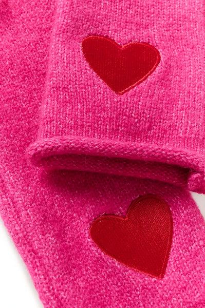 PINK MITTENS WITH RED HEART CULTURE 