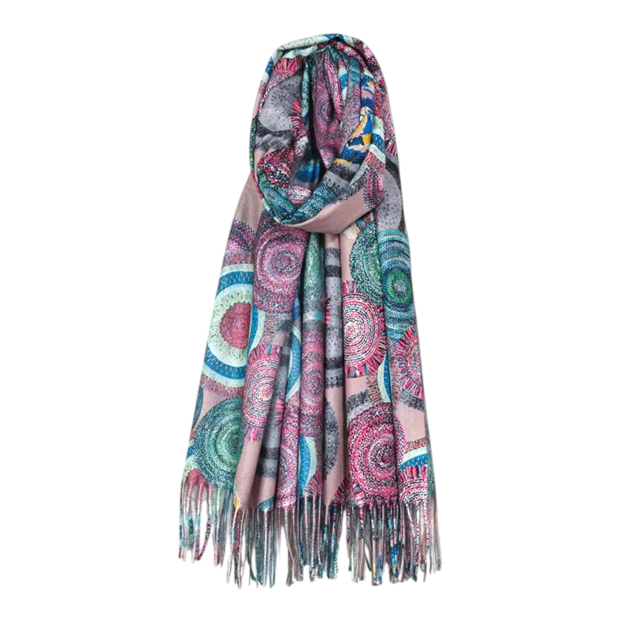 PINK MULTI COLOURFUL SOFT MANDALA SCARF Scarf FashionWear Canada Pink Multi 