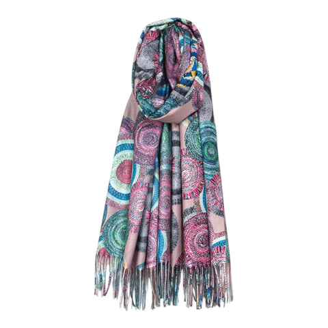 PINK MULTI COLOURFUL SOFT MANDALA SCARF Scarf FashionWear Canada Pink Multi 