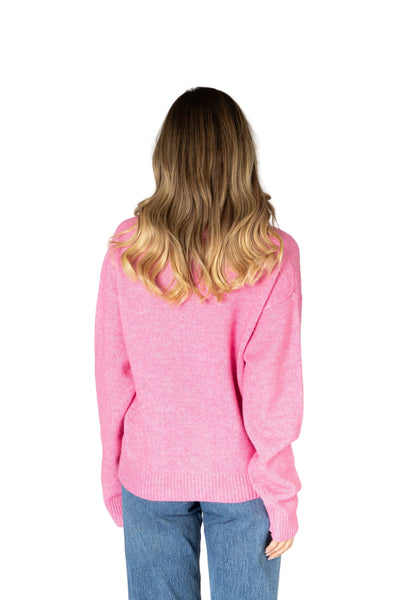 PINK NOVELTY V NECK HEART CARDIGAN Cardigan LYLA + LUXE 