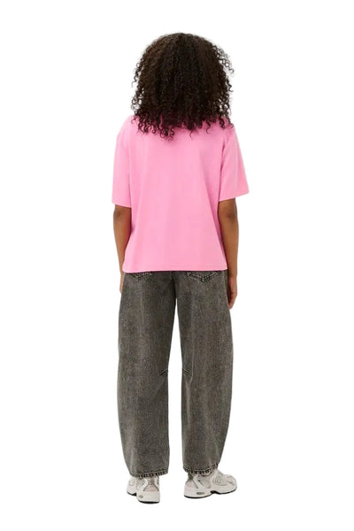 PINK OVERSIZED BLING CREW T-SHIRT Shirts & Tops Kaffe 