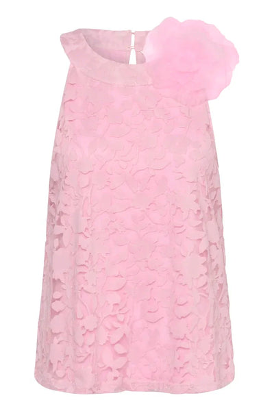 PINK SLEEVLESS LACE HALTER TANK Shirts & Tops CREAM 