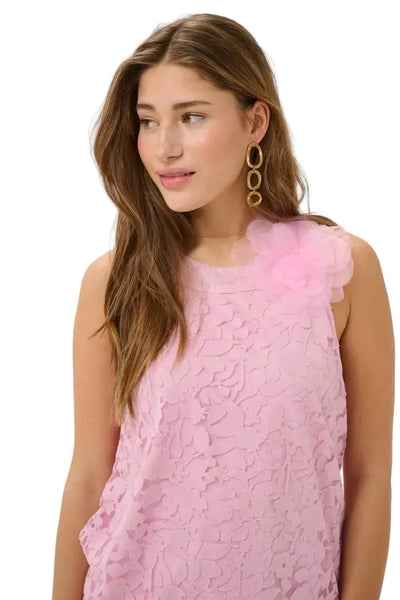 PINK SLEEVLESS LACE HALTER TANK Shirts & Tops CREAM 