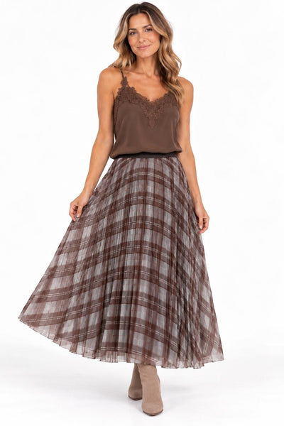 PLAID MICRO PLEATED BLUE SKIRT Skirt jessicalaura X/S Blue/Brown 