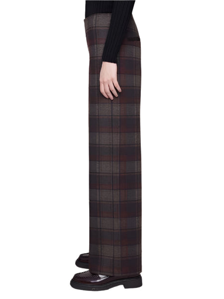 PLAID PRINTED PULL ON PONTE WIDE LEG PANTS Pant Charlie B 