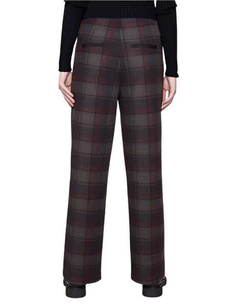 PLAID PRINTED PULL ON PONTE WIDE LEG PANTS Pant Charlie B 
