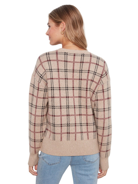 PLAID SWEATER WITH DECORATIVE SIDE BUTTON DETAIL SWEATER Charlie B 